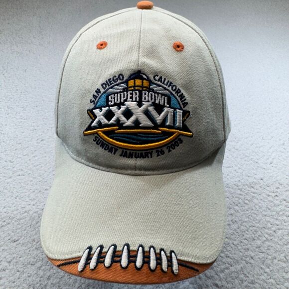 Tampa Bay‎ Buccaneers Hat Cap Strap Back Beige Super Bowl San Diego 2003 NFL - Picture 2 of 12